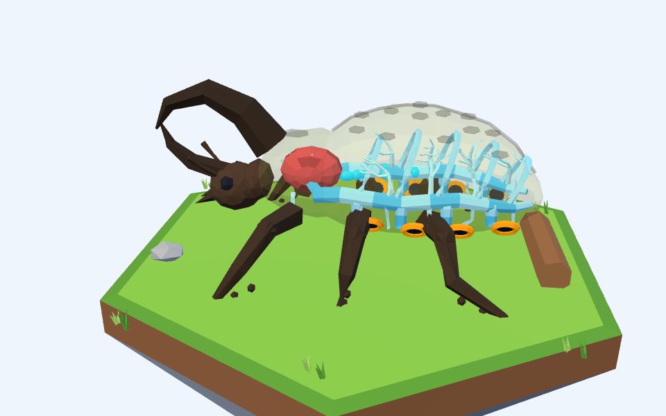نموذج ثلاثيّ الأبعاد بأسلوب Low Poly — القصبات الهوائية: كيف يصل الهواء إلى عضلات الخنفساء؟