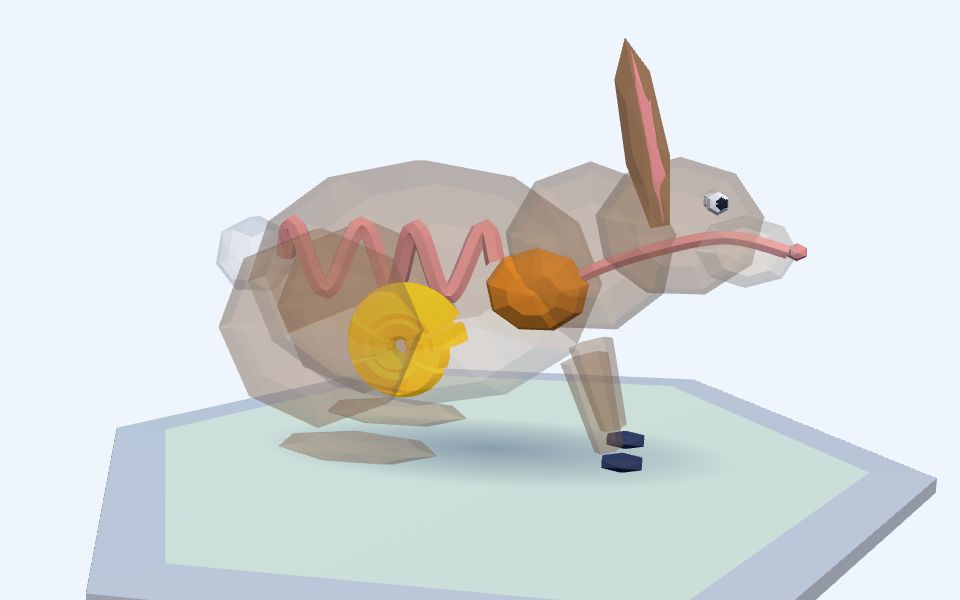 نموذج ثلاثيّ الأبعاد بأسلوب Low Poly — أجهزة هضمية مختلفة لأغذية مختلفة