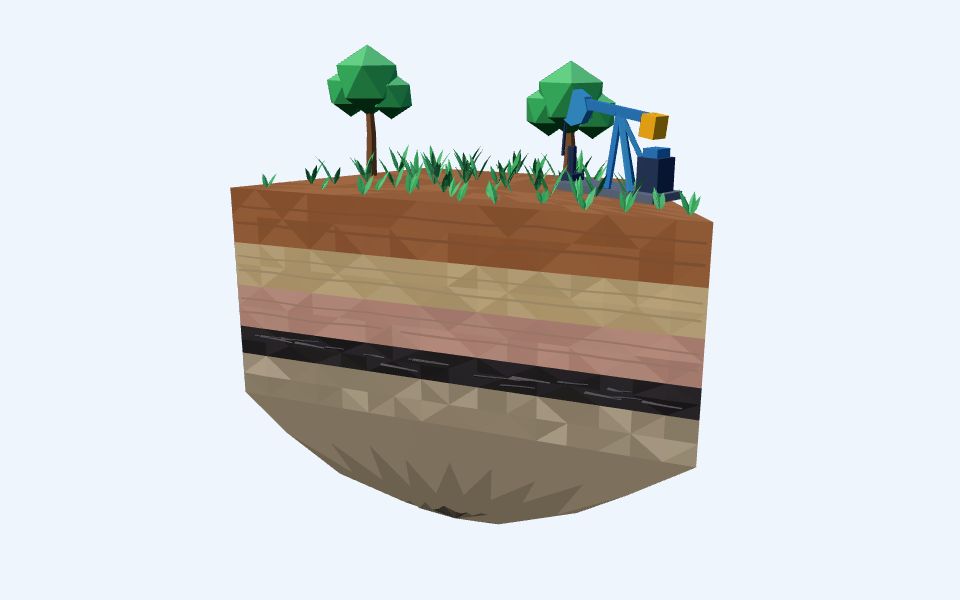 نموذج ثلاثيّ الأبعاد بأسلوب Low Poly — كيف يتكوّن الفحم الحجريّ؟