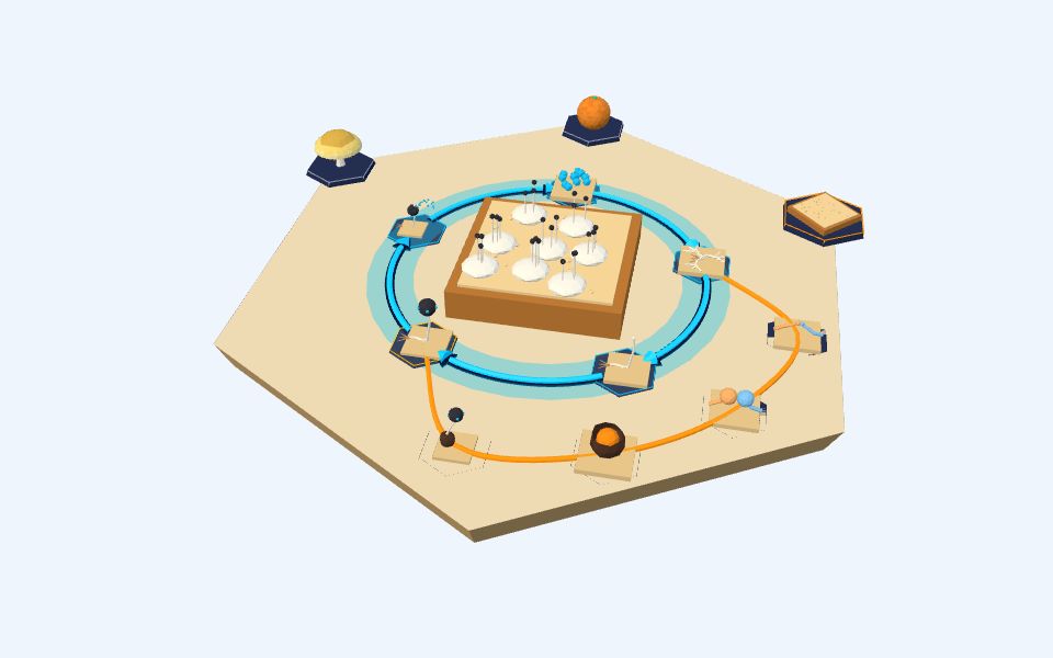 نموذج ثلاثيّ الأبعاد بأسلوب Low Poly — تكاثر الفطريات: عفن الخبز والفطريات الكيسية والمشروم