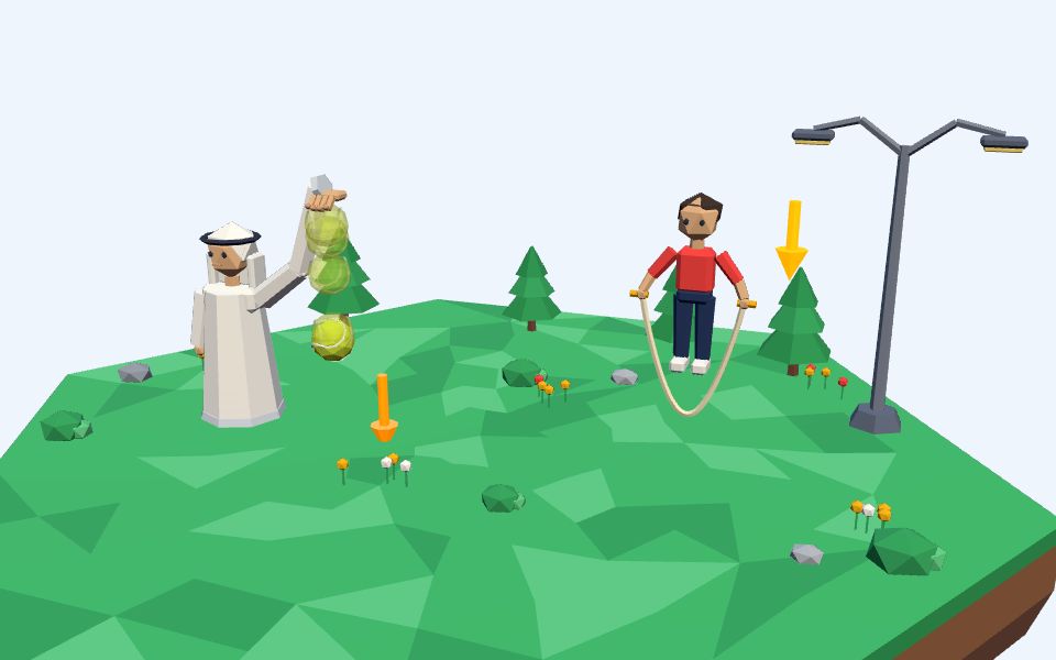 نموذج ثلاثيّ الأبعاد بأسلوب Low Poly — الجاذبية تسحب الأشياء إلى الأرض