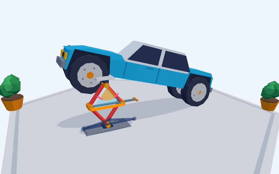 نموذج ثلاثيّ الأبعاد بأسلوب Low Poly — الرافعة المقصّيّة: متباينة SAS