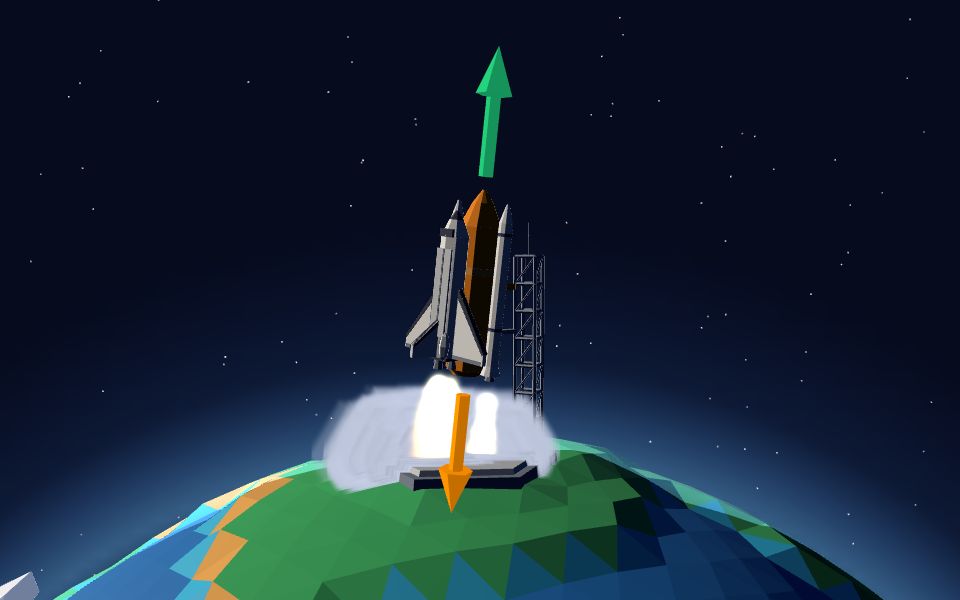 نموذج ثلاثيّ الأبعاد بأسلوب Low Poly — قوانين نيوتن ورحلات الفضاء