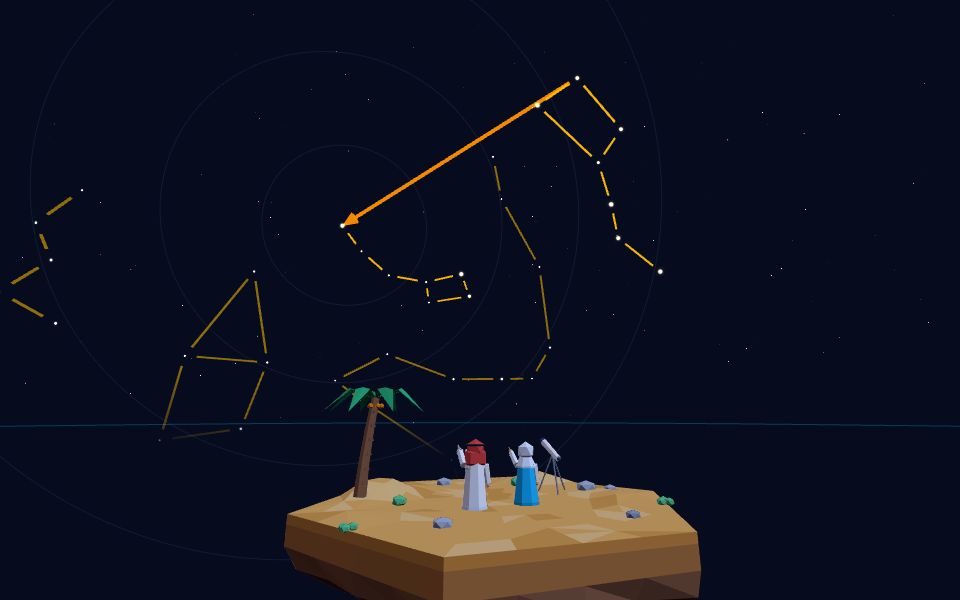 نموذج ثلاثيّ الأبعاد بأسلوب Low Poly — المجموعات النجمية والنجم القطبي