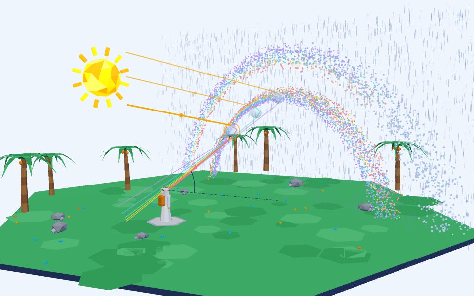 نموذج ثلاثيّ الأبعاد بأسلوب Low Poly — التفريق: قوس المطر