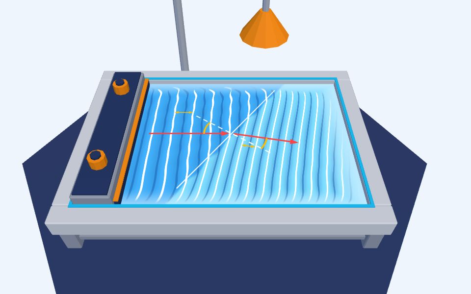 نموذج ثلاثيّ الأبعاد بأسلوب Low Poly — انكسار الموجات في الماء الضحل