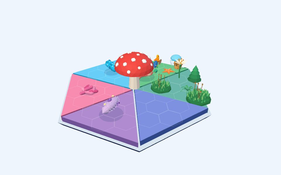 نموذج ثلاثيّ الأبعاد بأسلوب Low Poly — ممالك الحياة الست