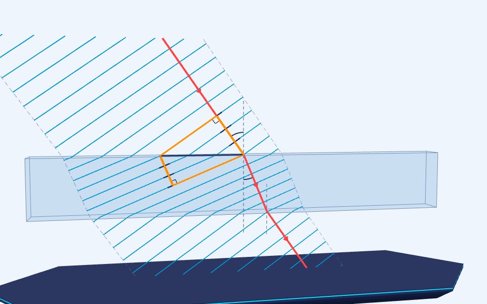 نموذج ثلاثيّ الأبعاد بأسلوب Low Poly — النموذج الموجيّ للانكسار: لماذا ينحرف الضوء؟
