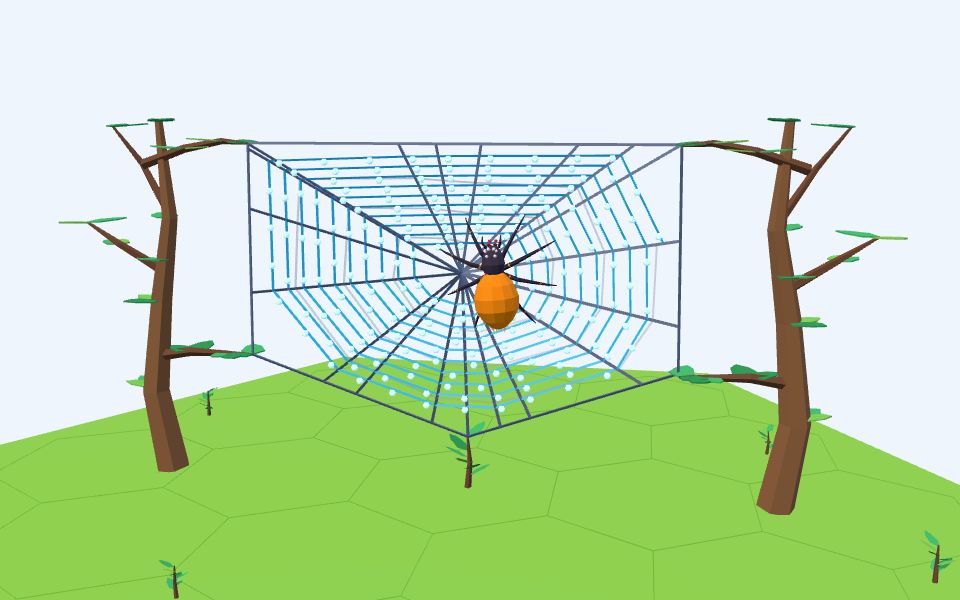 نموذج ثلاثيّ الأبعاد بأسلوب Low Poly — كيف يبني العنكبوت شبكته؟