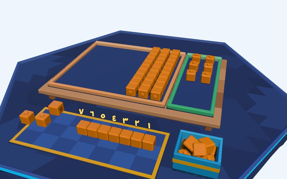 نموذج ثلاثيّ الأبعاد بأسلوب Low Poly — الآحاد والعشرات بالمكعّبات