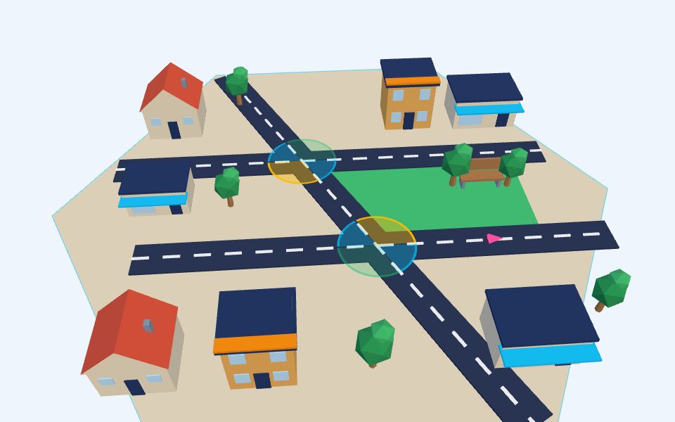 نموذج ثلاثيّ الأبعاد بأسلوب Low Poly — المستقيمان والقاطع: الزوايا الثماني